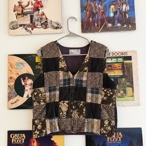 New Directions Patchwork Vest in Black and Cream